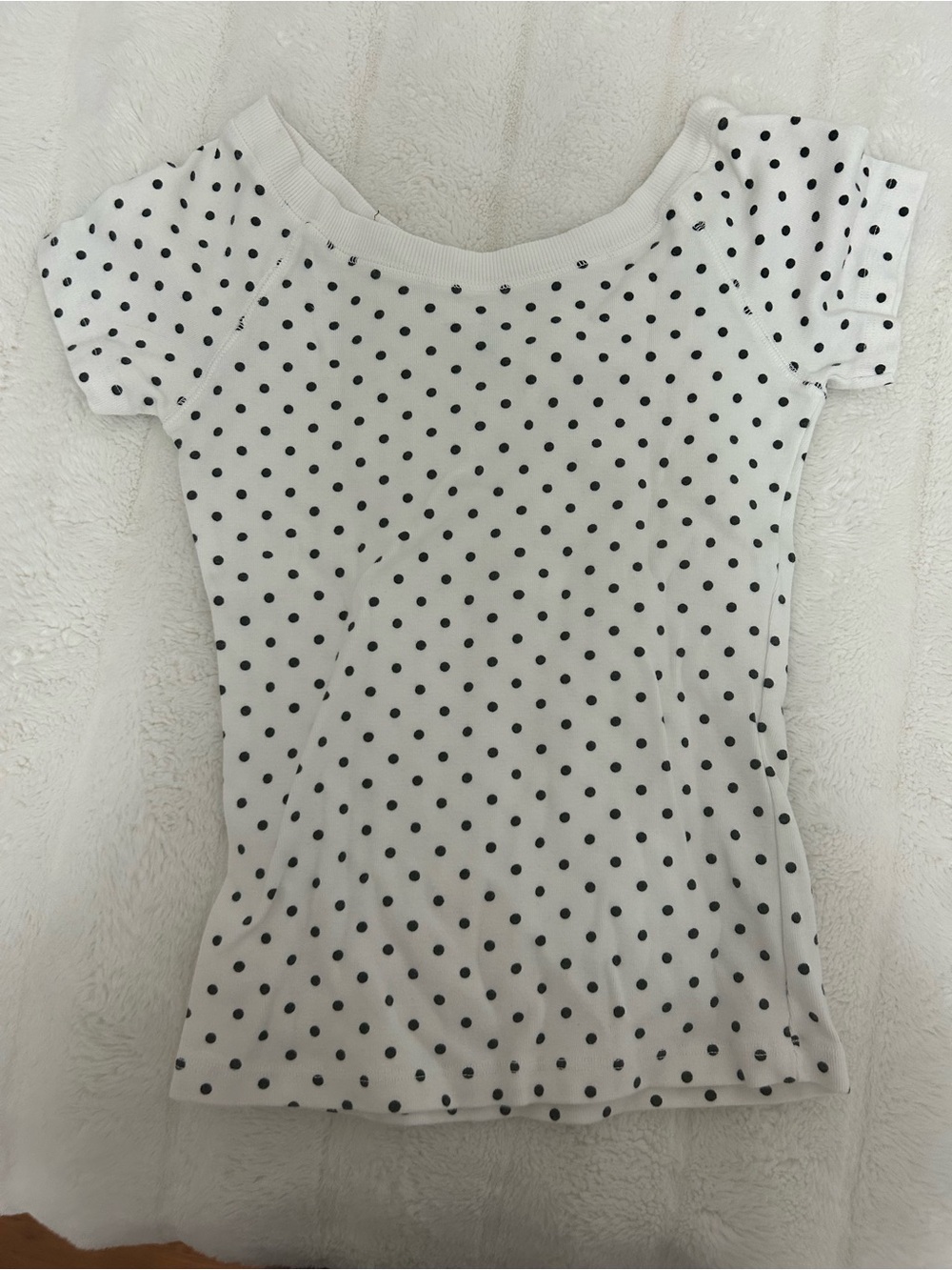 Brandy Melville White Short Sleeve Polka Dot Tee